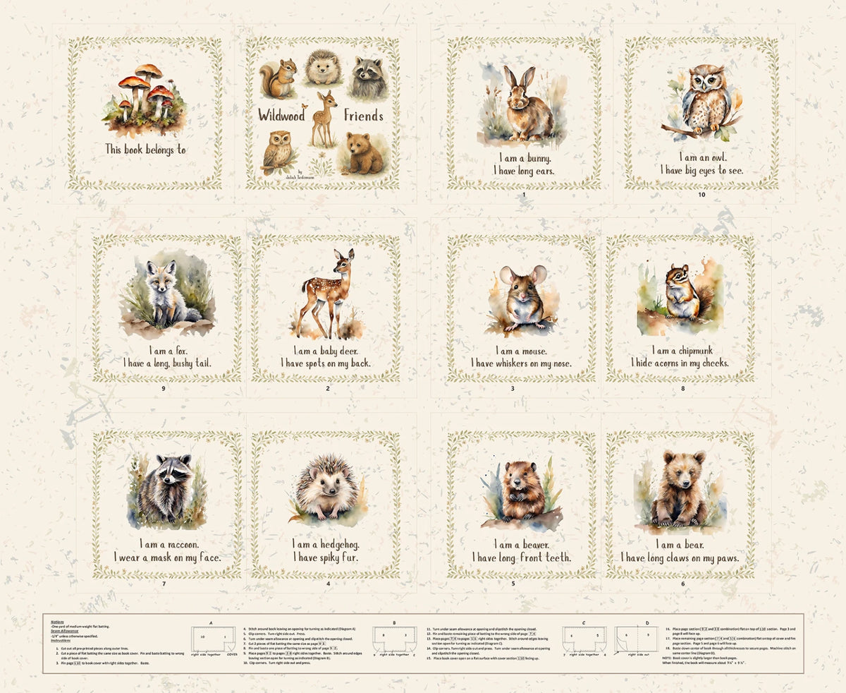 Wildwood Whimsy Wildwood Friends Soft-Book Panel BQ3211BP-14 Juliah Tiedemann Blank Quilting