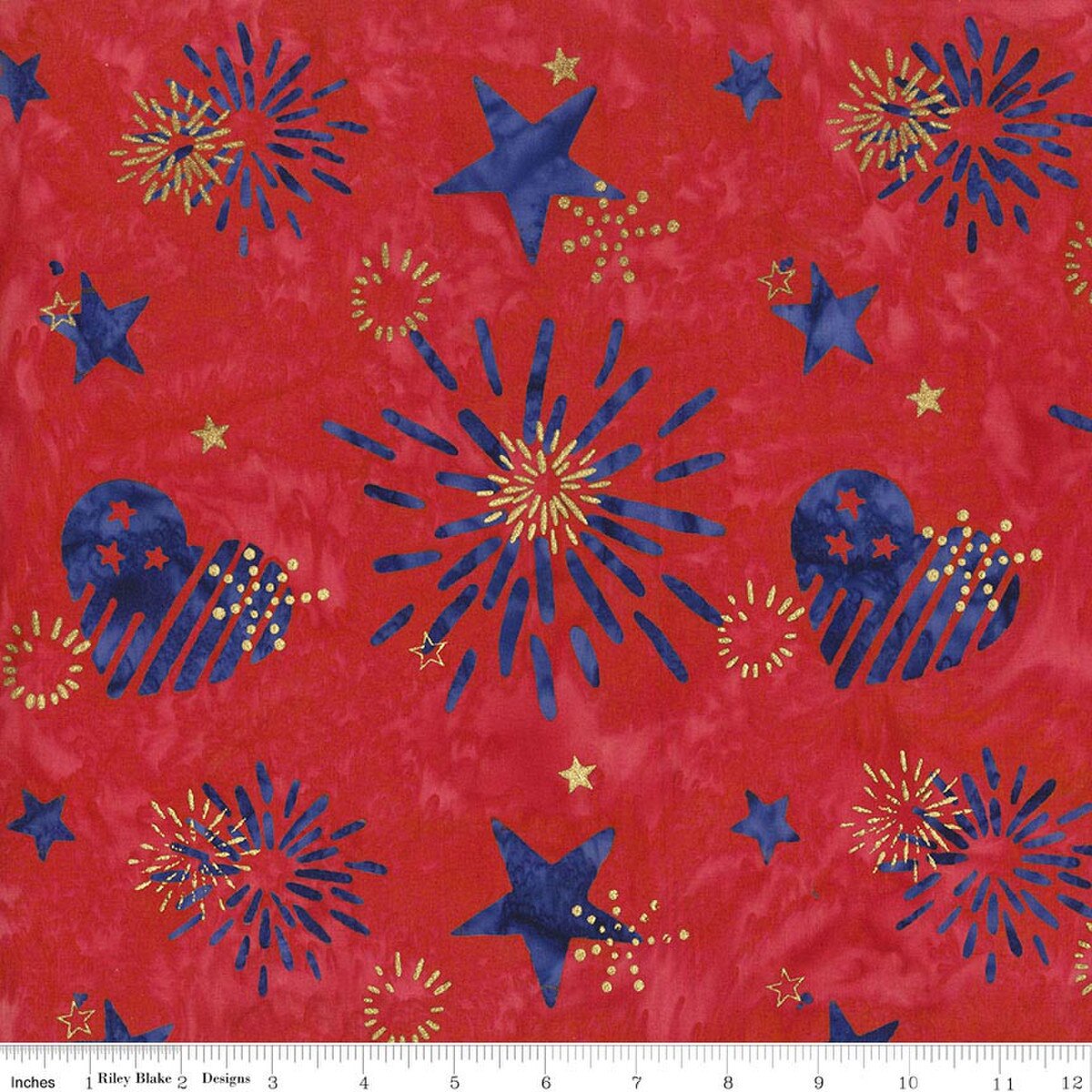 Batiks Spark of Celebration Liberty BTM23915-210 Metallic Soft Red Riley Blake Half Yard