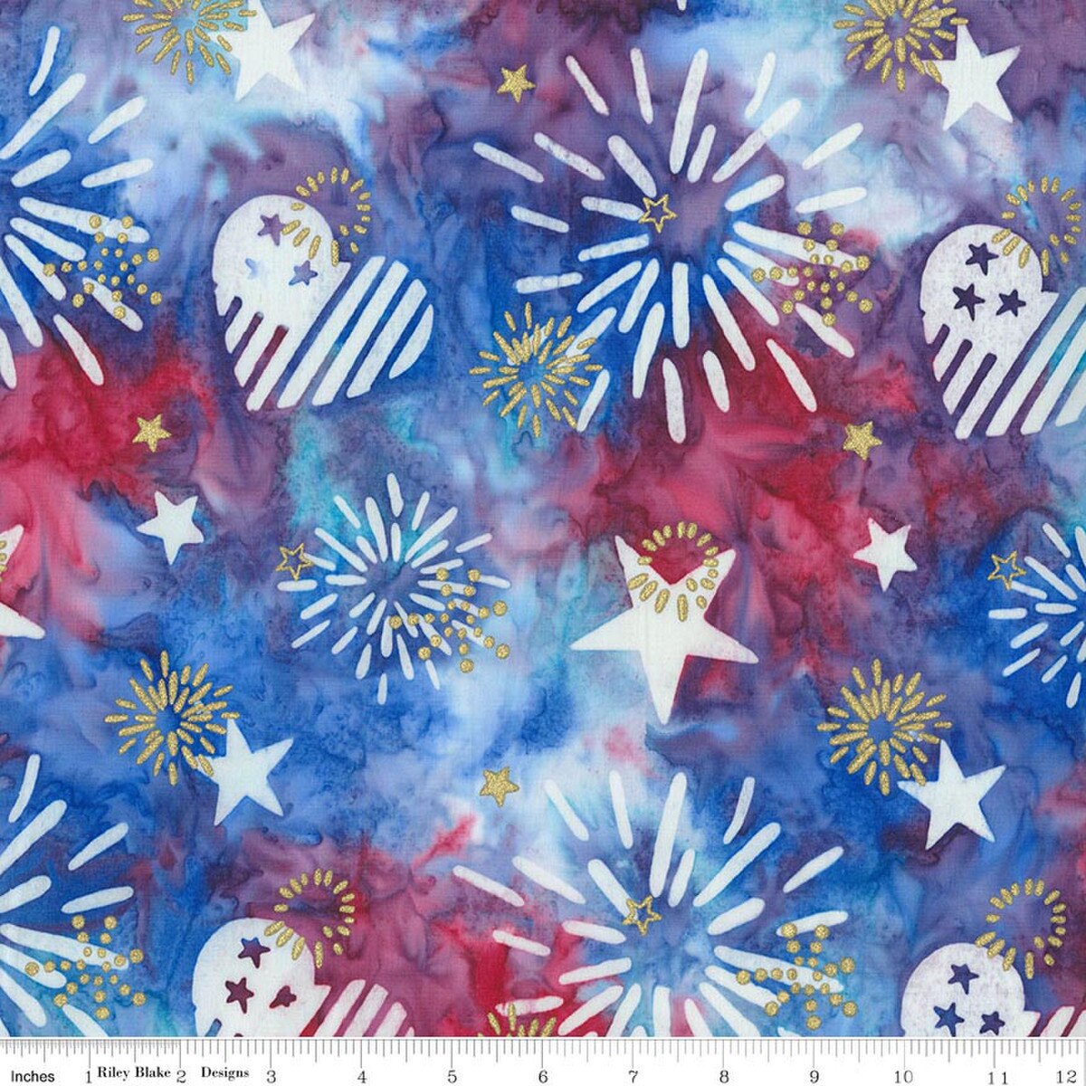 Batiks Spark of Celebration Liberty BTM23915-223 Metallic Fireworks Riley Blake Half Yard
