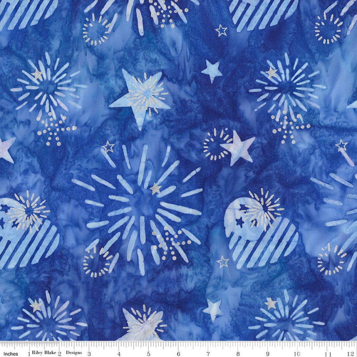 Batiks Spark of Celebration Liberty BTM23915-695 Metallic Rainfall Riley Blake Half Yard