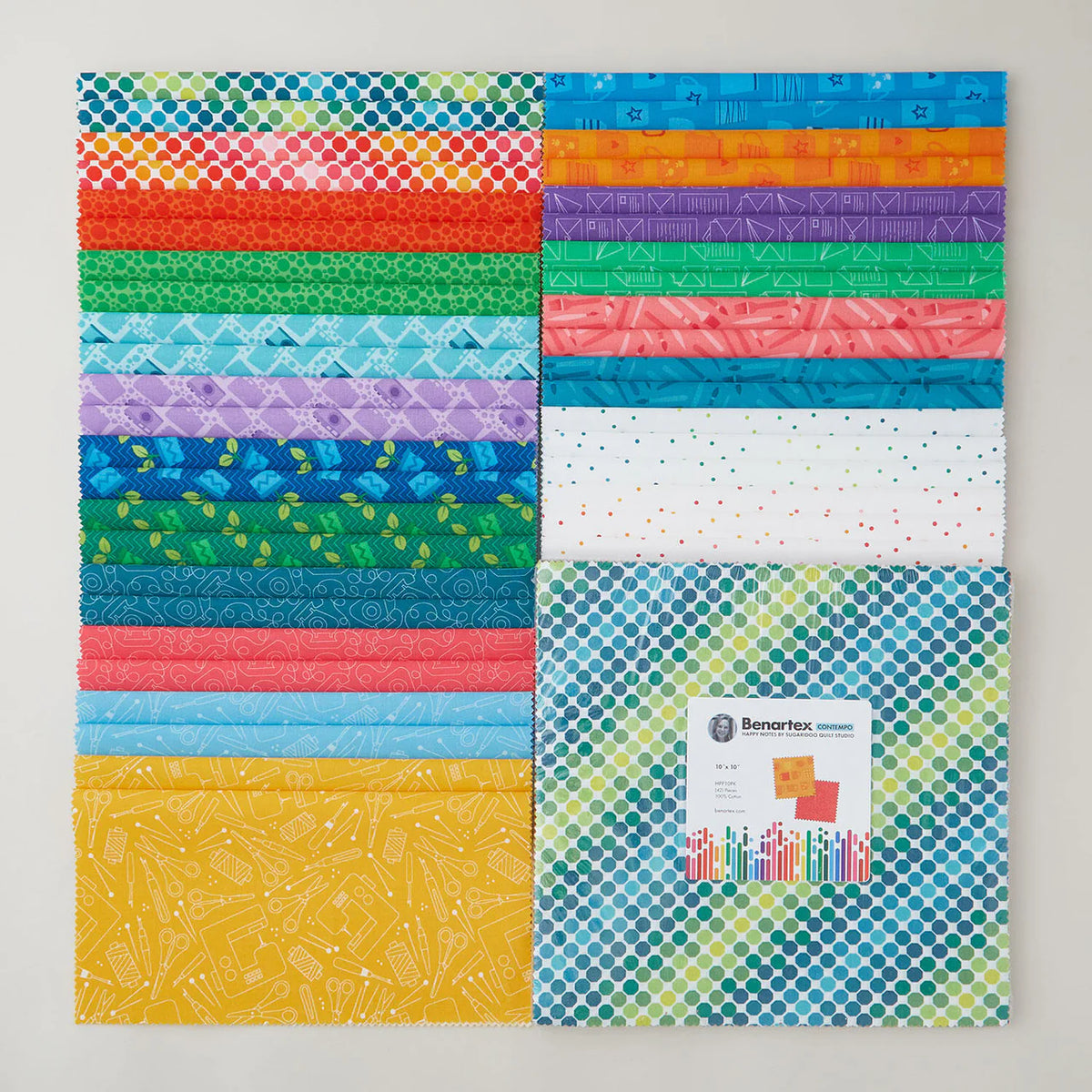 Happy Notes 10" Layer Cake Basic Irene Staal Benartex HPP10PK