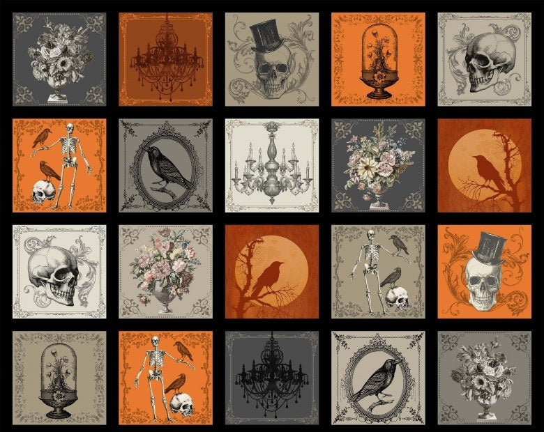 Boo-tiful DCX12281-BLAC-D Mysterious Mansion 1-Yard Panel Michael Miller 103p