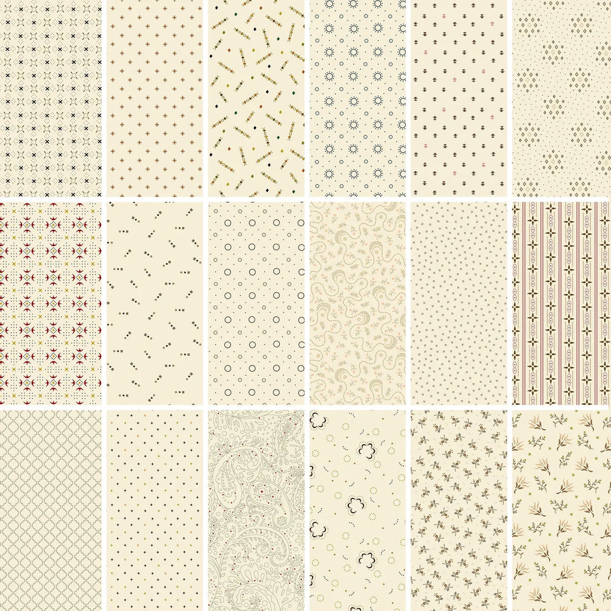Buttercream & Brickle Bits Cream Meandering Paisley 1952-40 Kim Diehl Henry Glass Half Yard