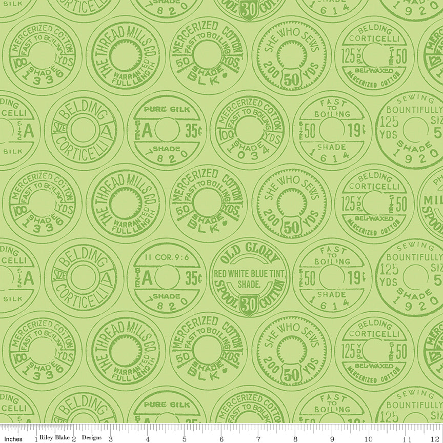 She Who Sews Spool Tops Green C1138-GREEN Best of She Who Sews J. Wecker Riley Blake Half Yard