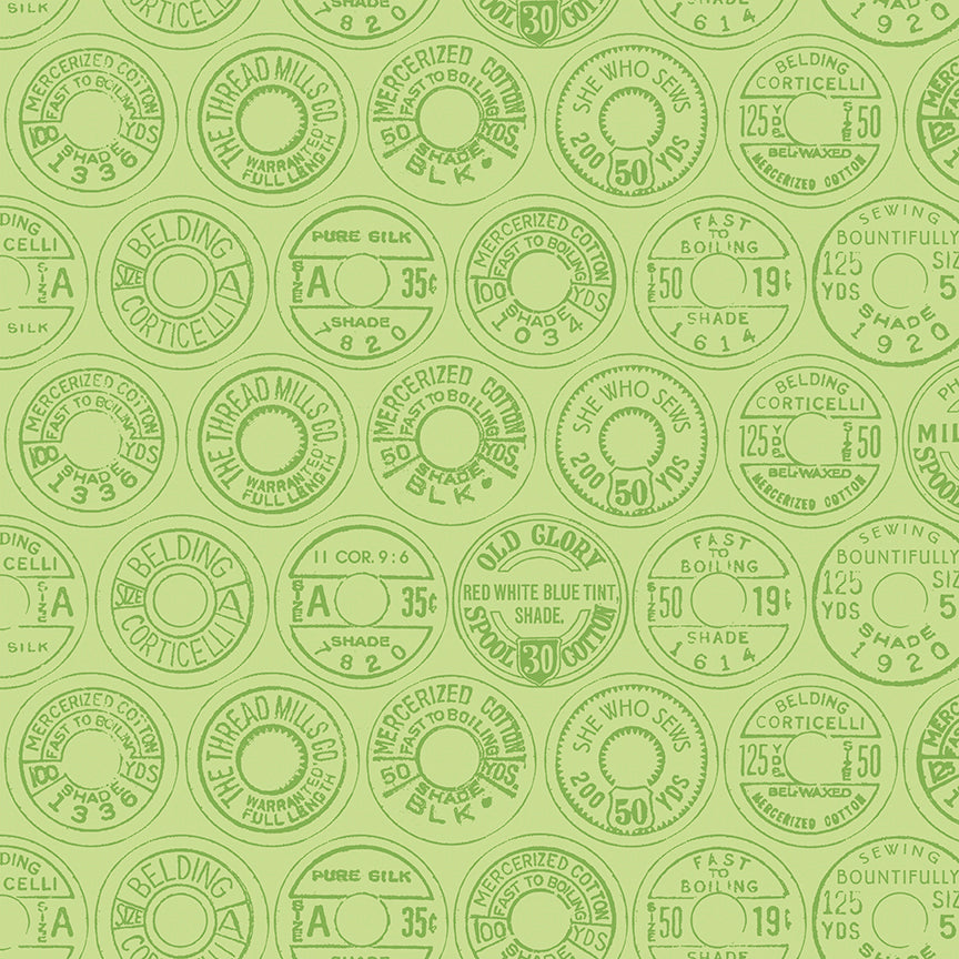 She Who Sews Spool Tops Green C1138-GREEN Best of She Who Sews J. Wecker Riley Blake Half Yard