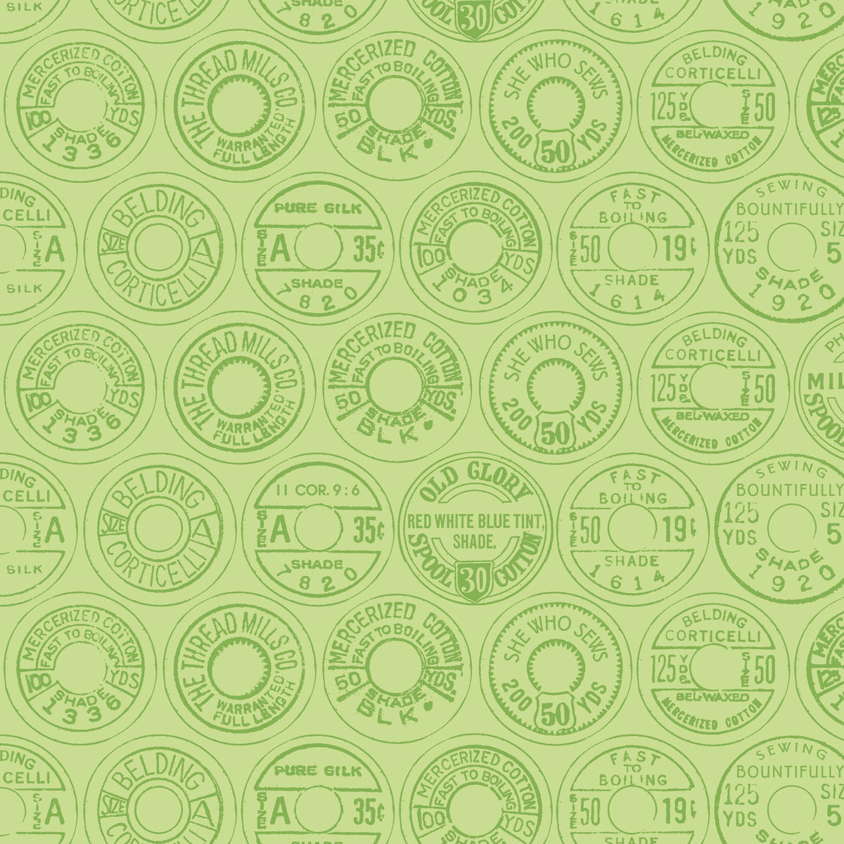 She Who Sews Spool Tops Green C1138-GREEN Best of She Who Sews J. Wecker Riley Blake Half Yard