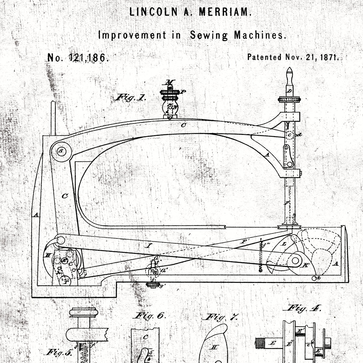 Sew Journal Sewing Machine Patent White C13877-WHITE J. Wecker Frisch Riley Blake Half Yard