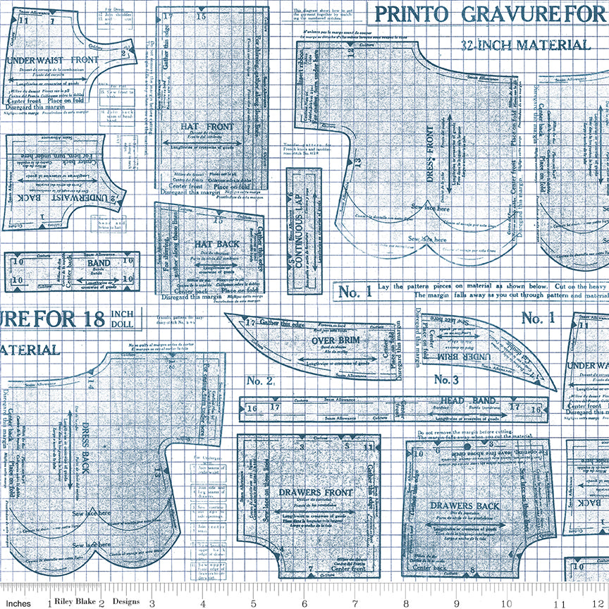 Sew Journal 18" Doll Pattern Denim C13890-DENIM J. Wecker Frisch Riley Blake Half Yard