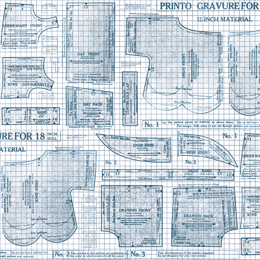 Sew Journal 18" Doll Pattern Denim C13890-DENIM J. Wecker Frisch Riley Blake Half Yard