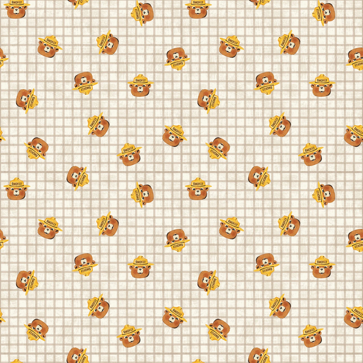 SMOKEY HEAD TOSS CREAM FRIENDS OF SMOKEY BEAR RBD COLLECTION RILEY BLAKE DESIGNS C16505R-CREAM HALF YARD