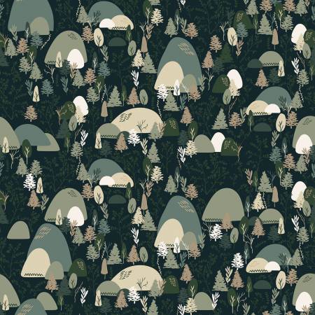 Let's Wander Mountain Music Navy by Casey Cometti for Riley Blake Designs C16883R-NAVY by the Half Yard