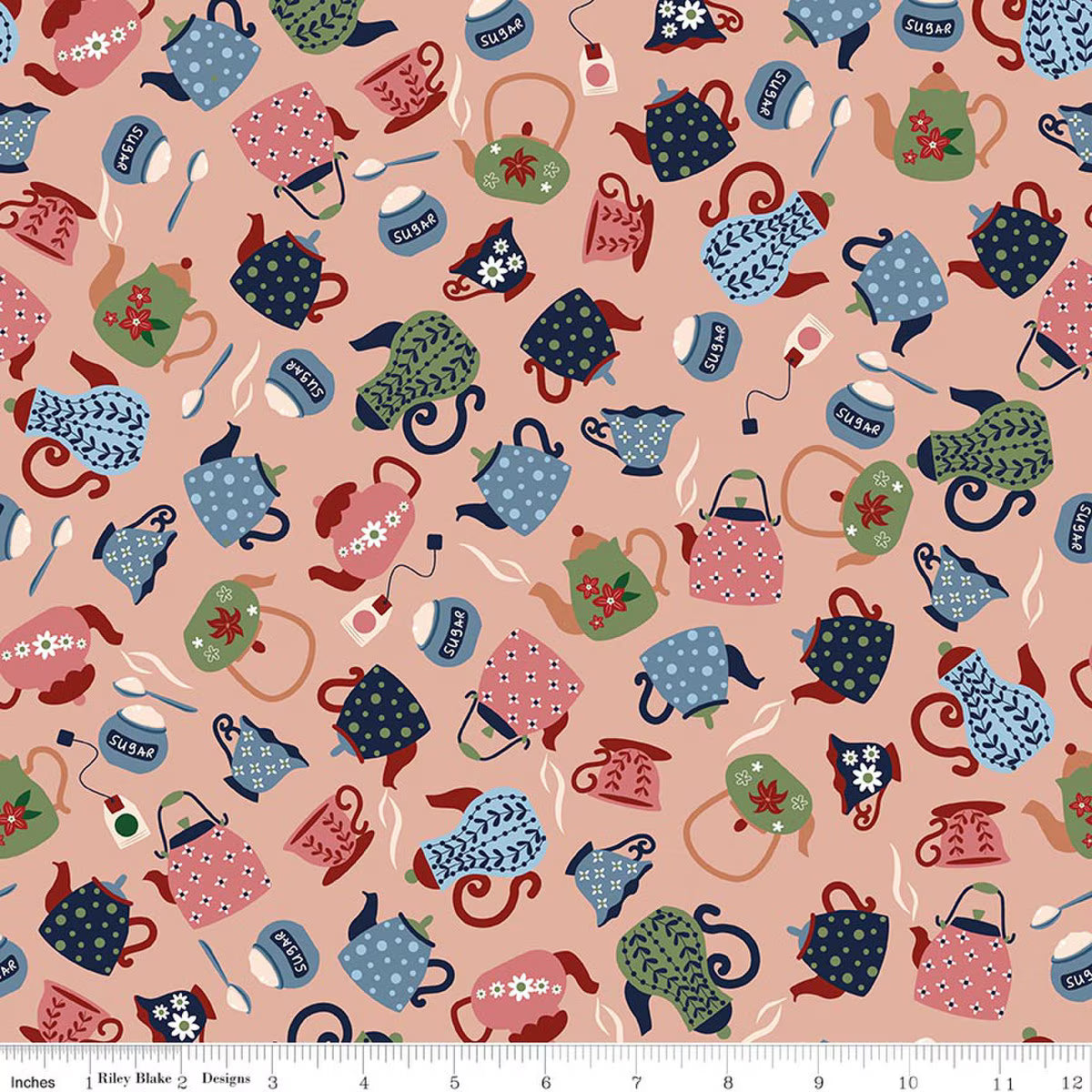 A Spoonful of Sugar Tea & Sugar Peach Jennifer Long C17082­-PEACH Riley Blake Half Yard