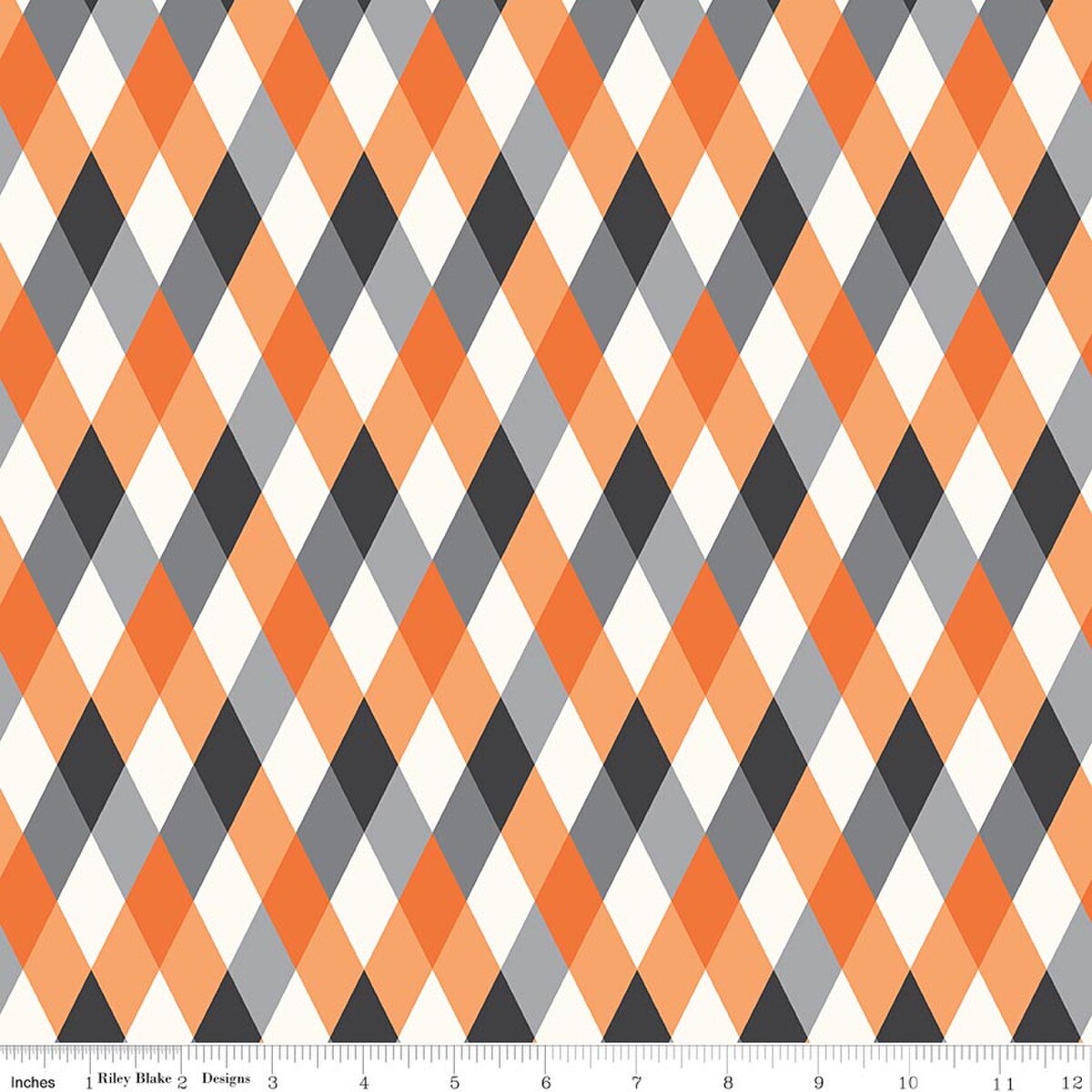 Frank and Friends C17473­-ORANGE Diamonds Orange My Mind's Eye Riley Blake Half Yard