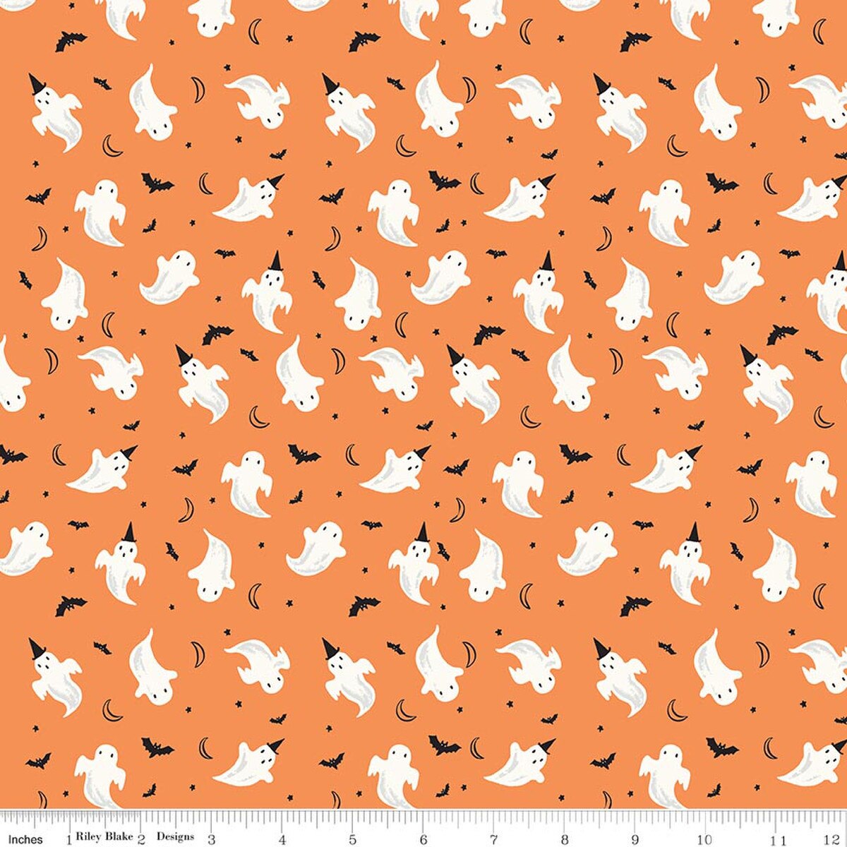 Frank and Friends Ghosts Orange C17475-ORANGE My Mind's Eye Riley Blake Half Yard