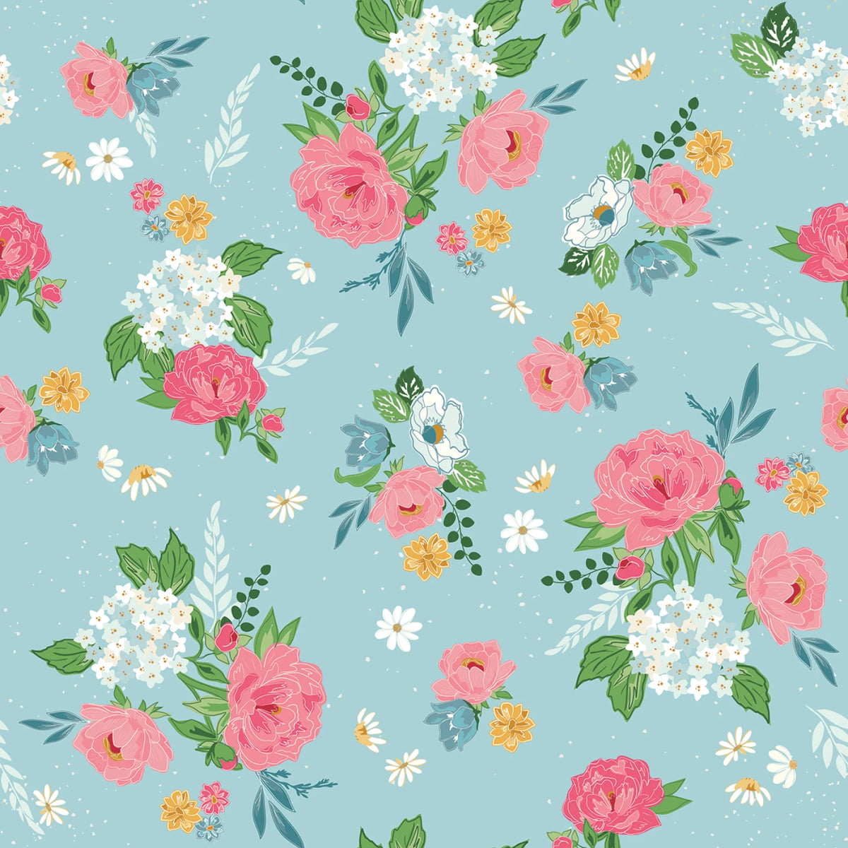 Correspondence Main Aqua Beverly McCullough C17560R-AQUA Riley Blake Designs Half Yard