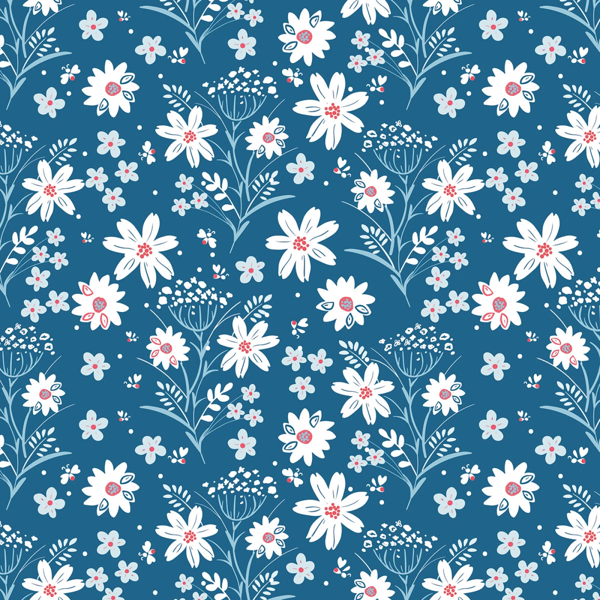 Firework Fields Main Coastal Blue C17580R-COASTALBLUE Half Yard
