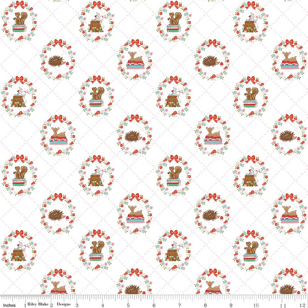 Whimsical Woodland Animals C17641-WHITE White Riley Blake Half Yard