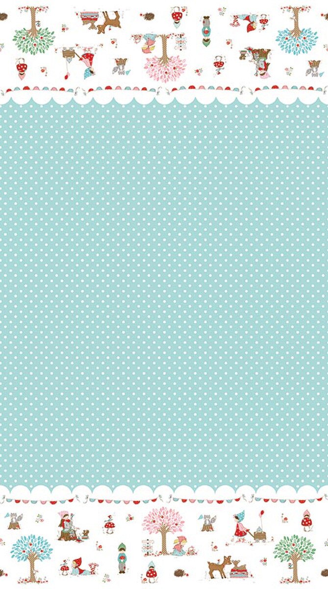 Whimsical Woodland C17648­-AQUA Border Print Aqua Tasha Noel Riley Blake Half Yard
