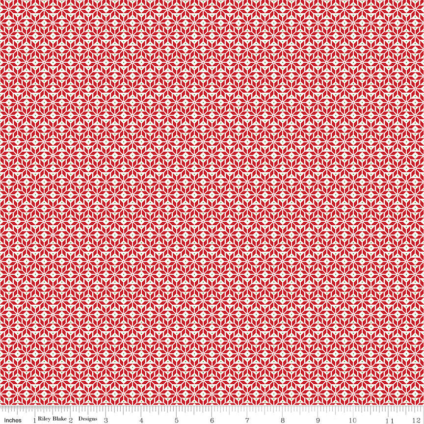 Claus & Co. Star Pattern Red Riley Blake C17745-RED Half Yard