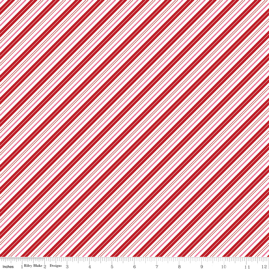 Claus & Co. Candy Cane Stripes Red Riley Blake C17747-RED Half Yard