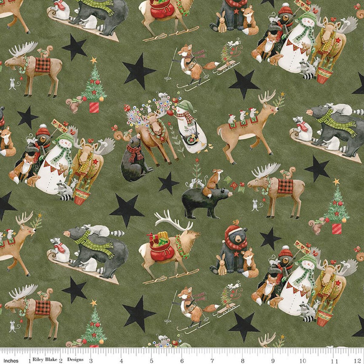 Northern Christmas Main Green Teresa Kogut Riley Blake Designs C17830­-GREEN Half Yard