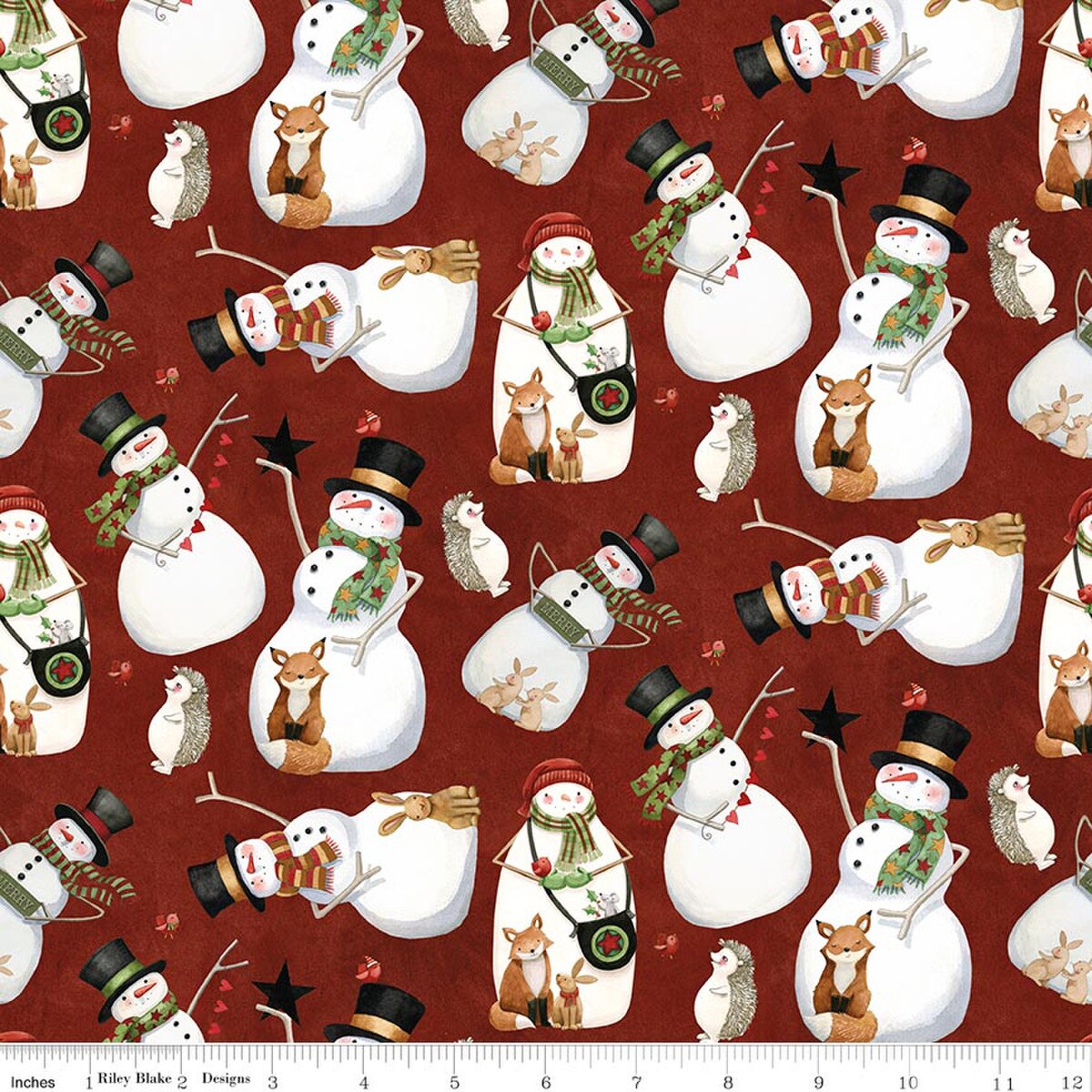 Northern Christmas Snowmen Red Teresa Kogut Riley Blake Designs C17831­-RED Half Yard