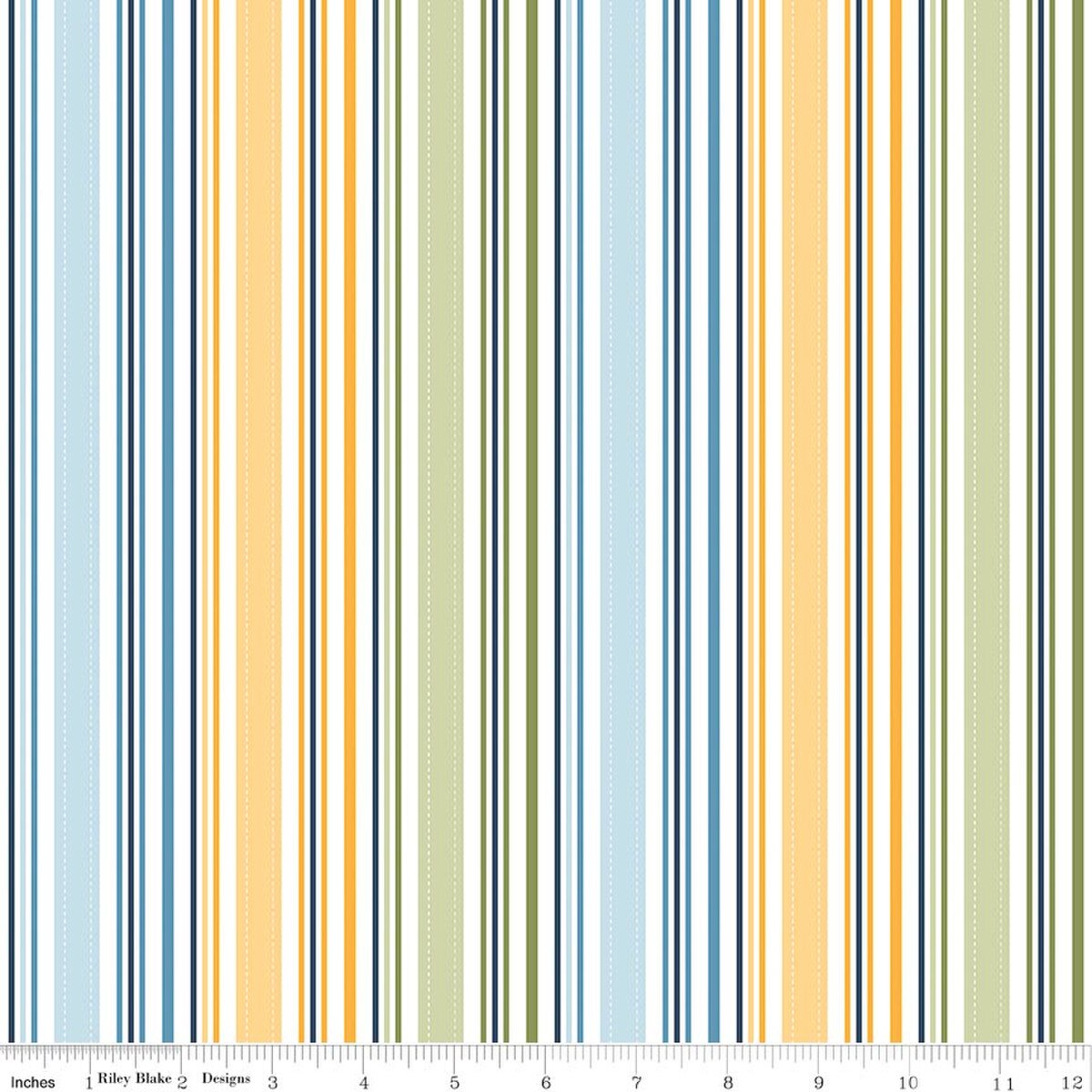 Sunshine & Dandelions C17924­-MULTI Stripes Multi Traci Reed Riley Blake Half Yard