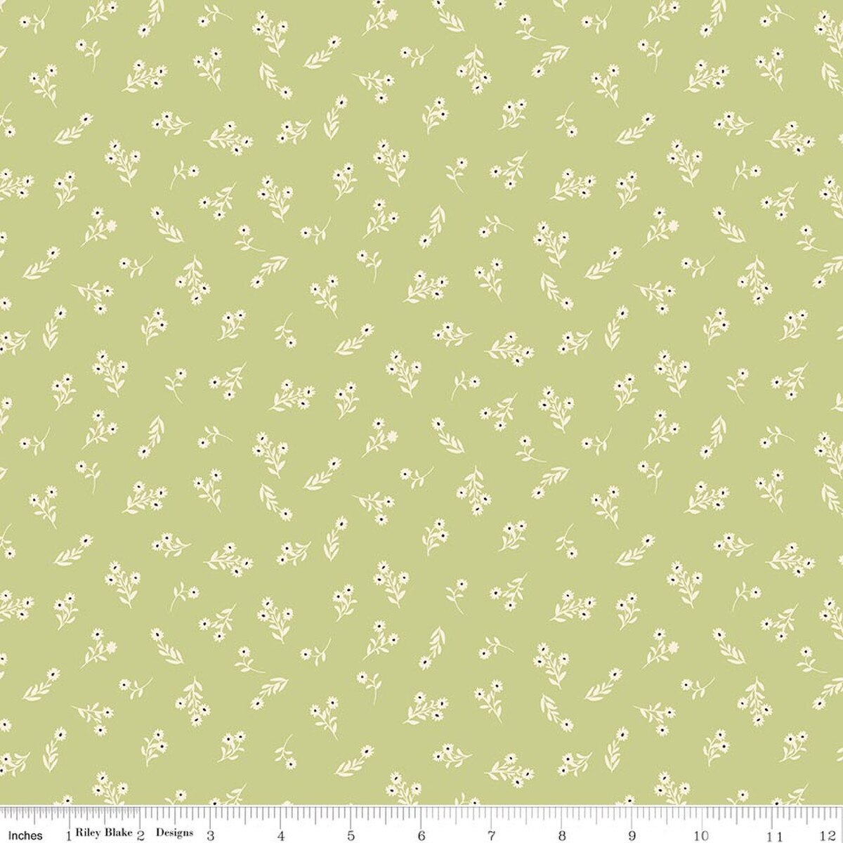 Lil' Farm Friends C17943­-HONEYDEW Posies Kelsey Carlson Riley Blake Half Yard