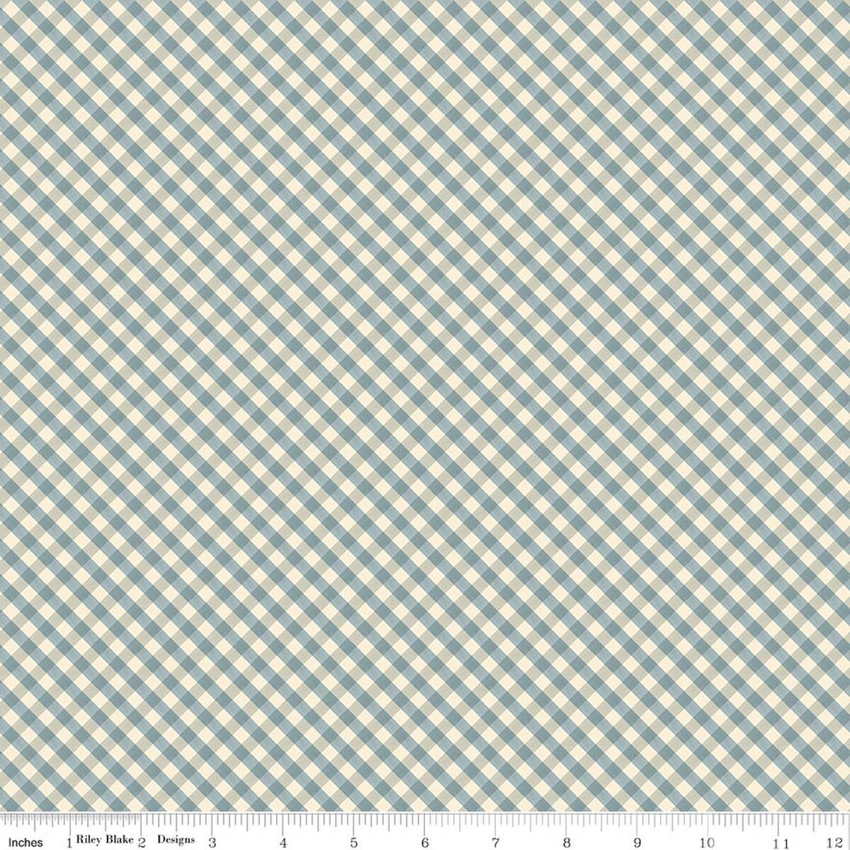Lil' Farm Friends Gingham Blue C17944-BLUE Kelsey Carlson Riley Blake Half Yard