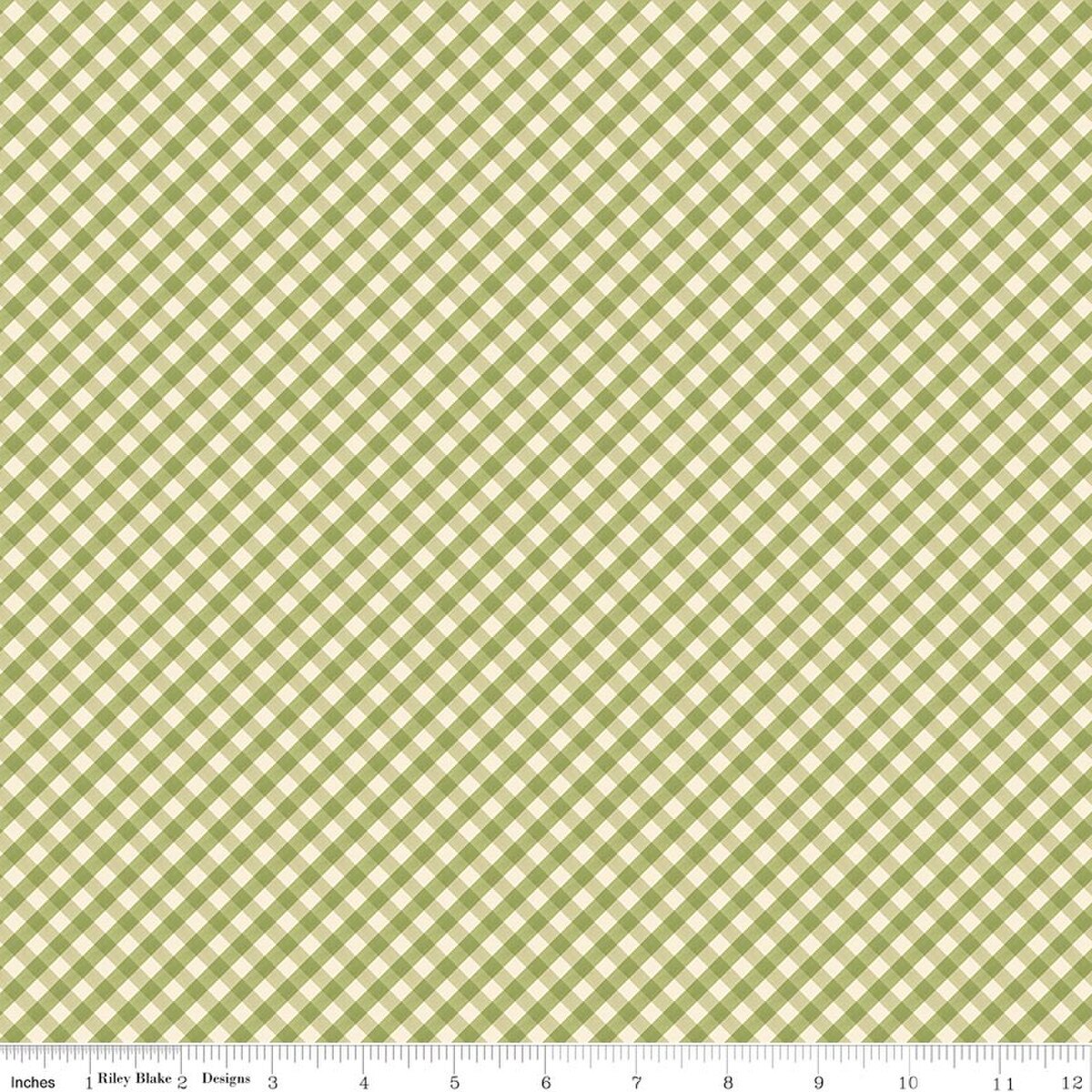 Lil' Farm Friends C17944-GREEN Gingham Kelsey Carlson Riley Blake Half Yard