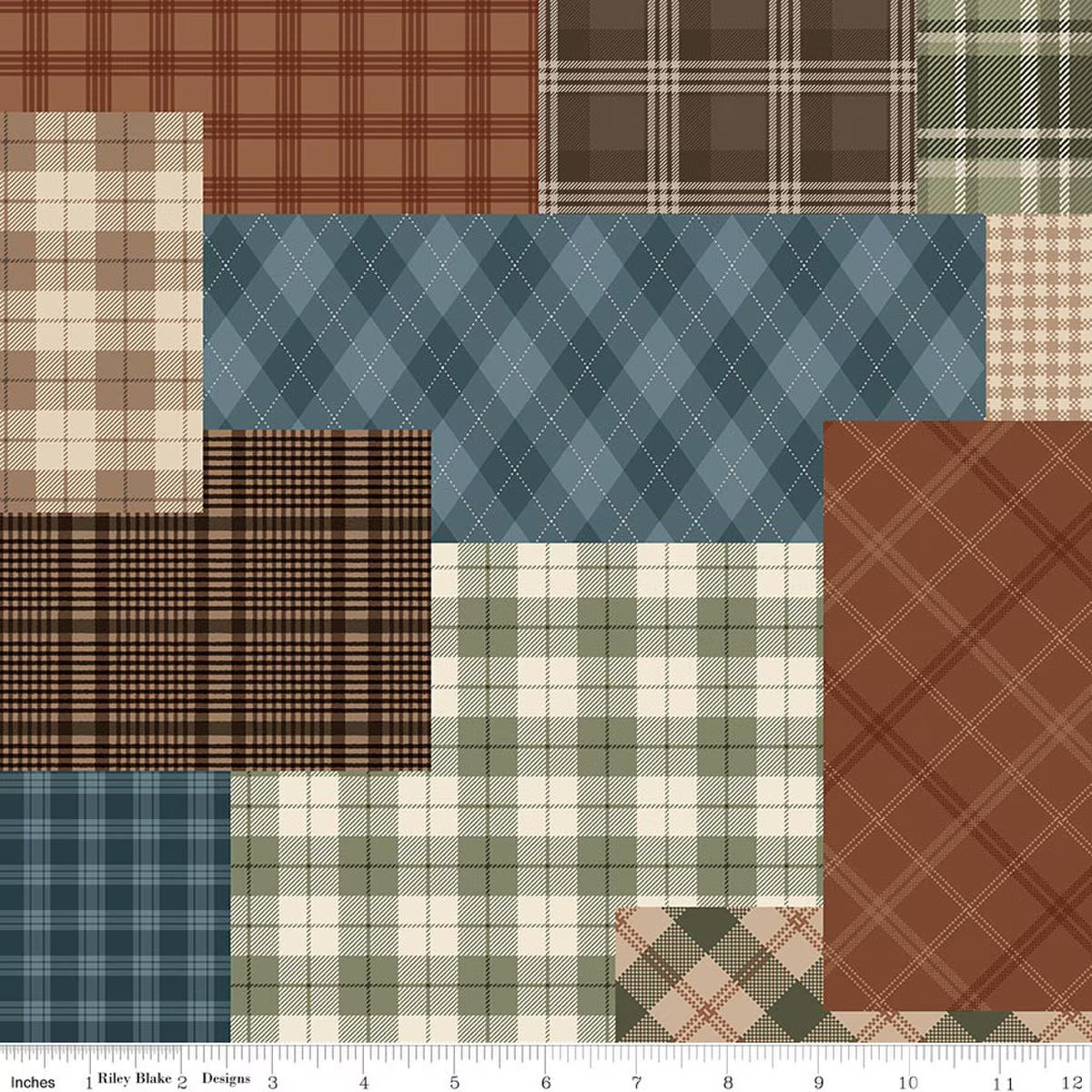 Whispering Pines C17956­-MULTI Plaid Cheater Print Riley Blake Half Yard