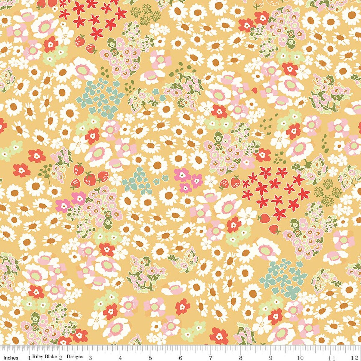 Cotton Nook C17971­-YELLOW Flowerbed  Riley Blake Half Yard