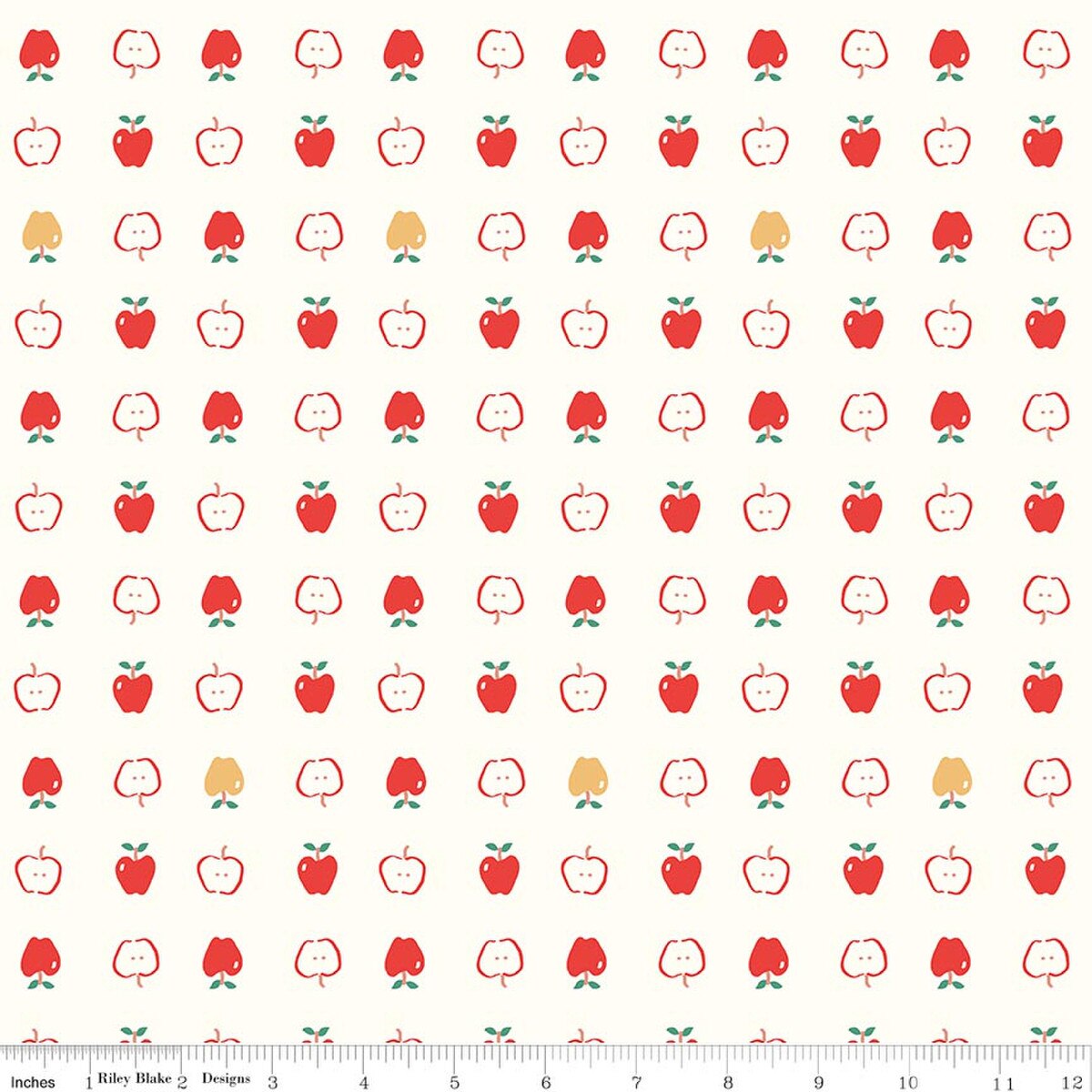 Cotton Nook C17972­-VINTAGEWHITE Apples Riley Blake Half Yard