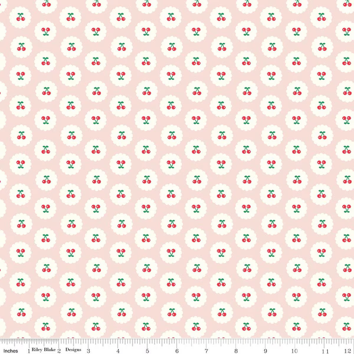 Cotton Nook C17973-­BLUSH Cherries Riley Blake Half Yard
