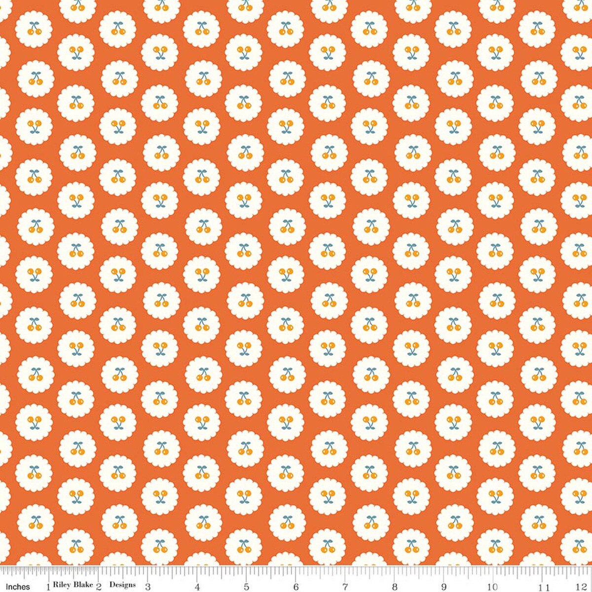 Cotton Nook C17973-ORANGE Cherries  Riley Blake Half Yard