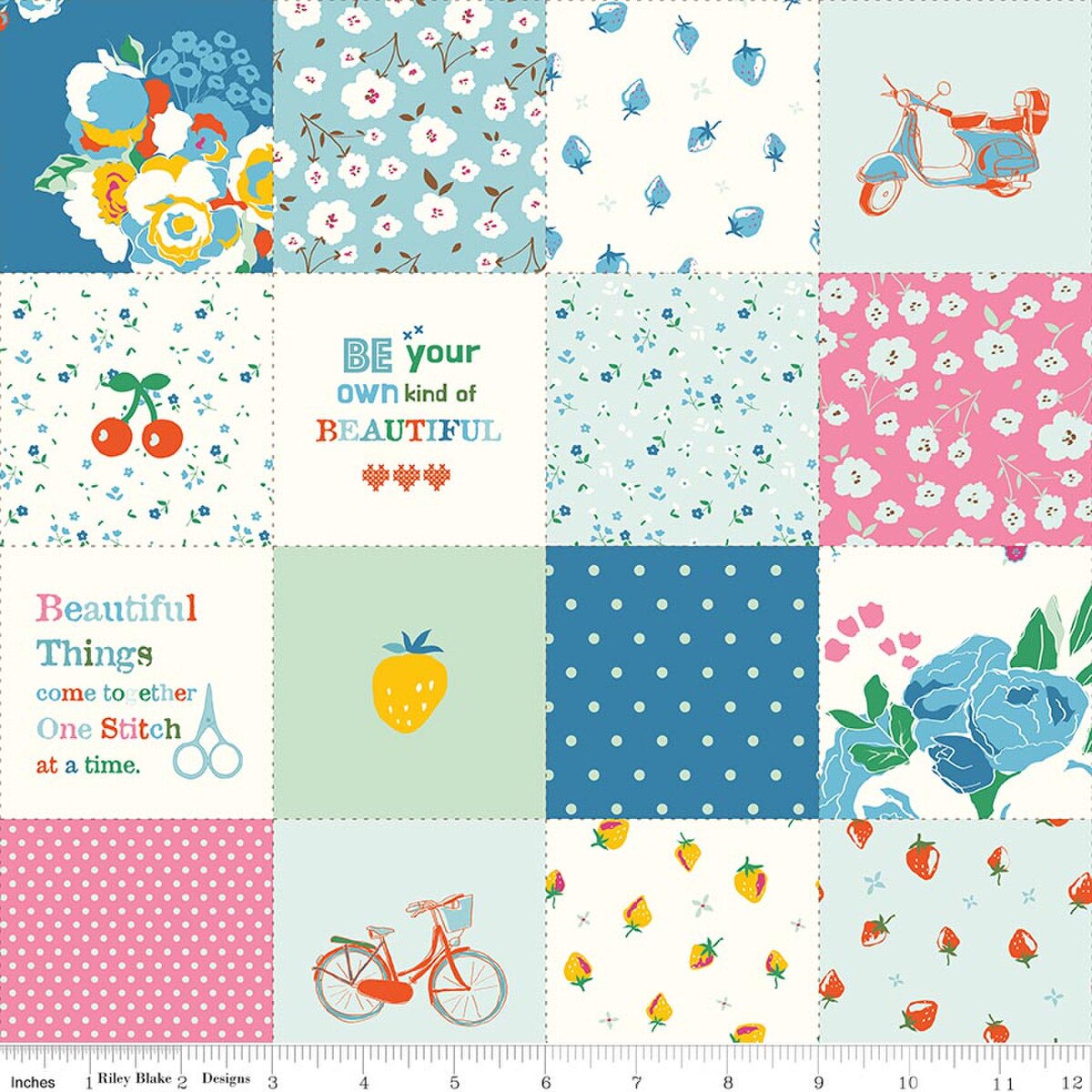 Cotton Nook C17978­-BLUE Patchwork Riley Blake Half Yard