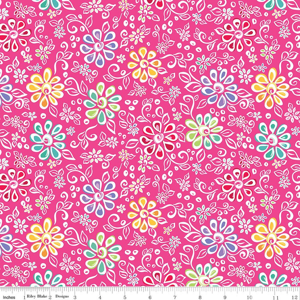 Chasing Rainbows C18010­-PINK Main Pink Leslie Ryan Riley Blake Half Yard