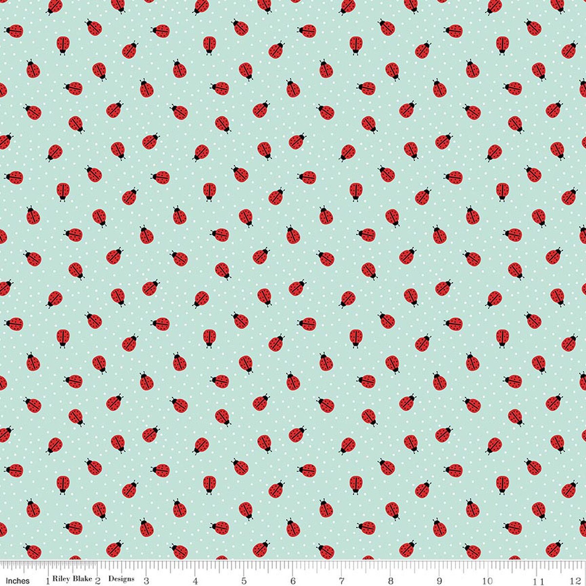 Little Ladybug C18034­-BLUE Ladybugs Riley Blake Half Yard