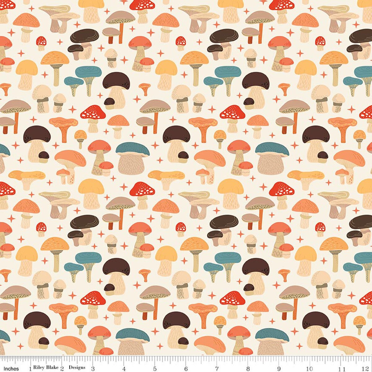 Secret Garden C18041­-CLOUD Mushrooms Riley Blake Half Yard
