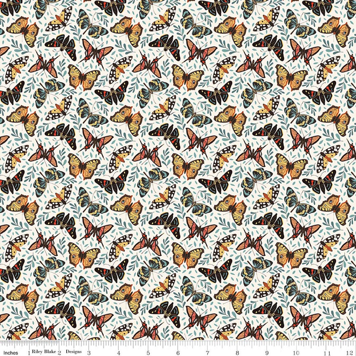 Secret Garden C18042­-CLOUD Moths Riley Blake Half Yard