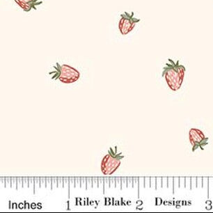 Hedgerow Haven Strawberries Cream C18187-CREAM Amber Elliot Riley Blake Designs Half Yard