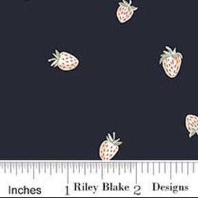 Hedgerow Haven Strawberries Midnight C18187­-MIDNIGHT Amber Elliot Riley Blake Designs Half Yard