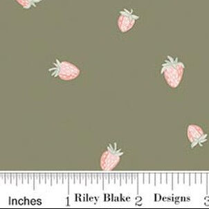 Hedgerow Haven Strawberries Rosemary C18187­-ROSEMARY Amber Elliot Riley Blake Designs Half Yard