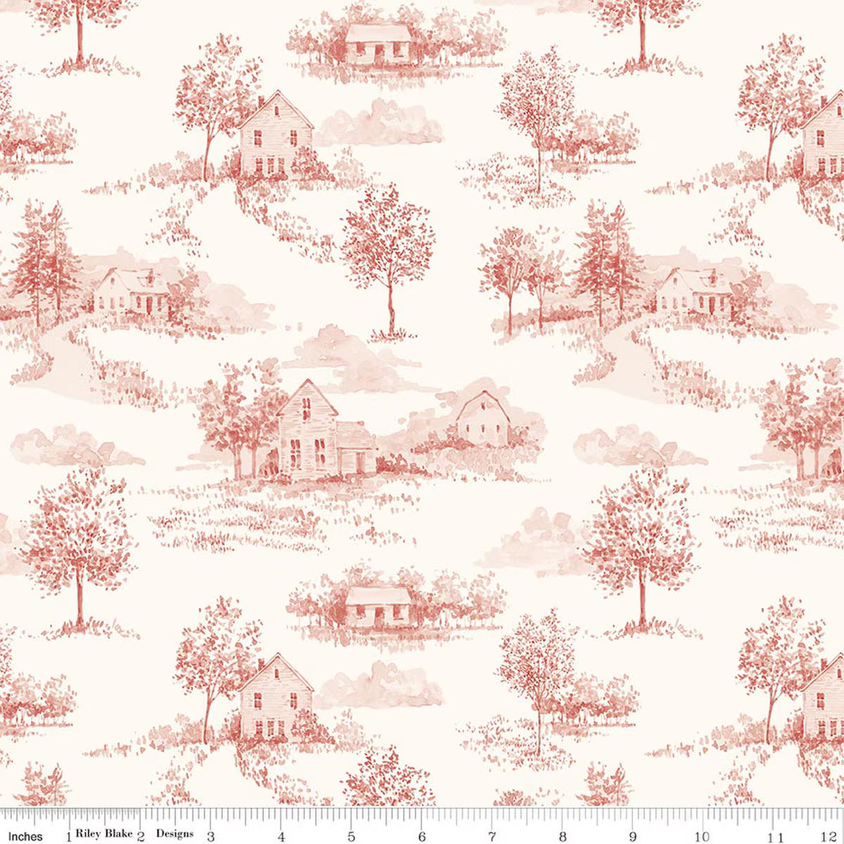 Blissful Moments Toile Rouge C18191-ROUGE Lisa Audit Riley Blake Half Yard