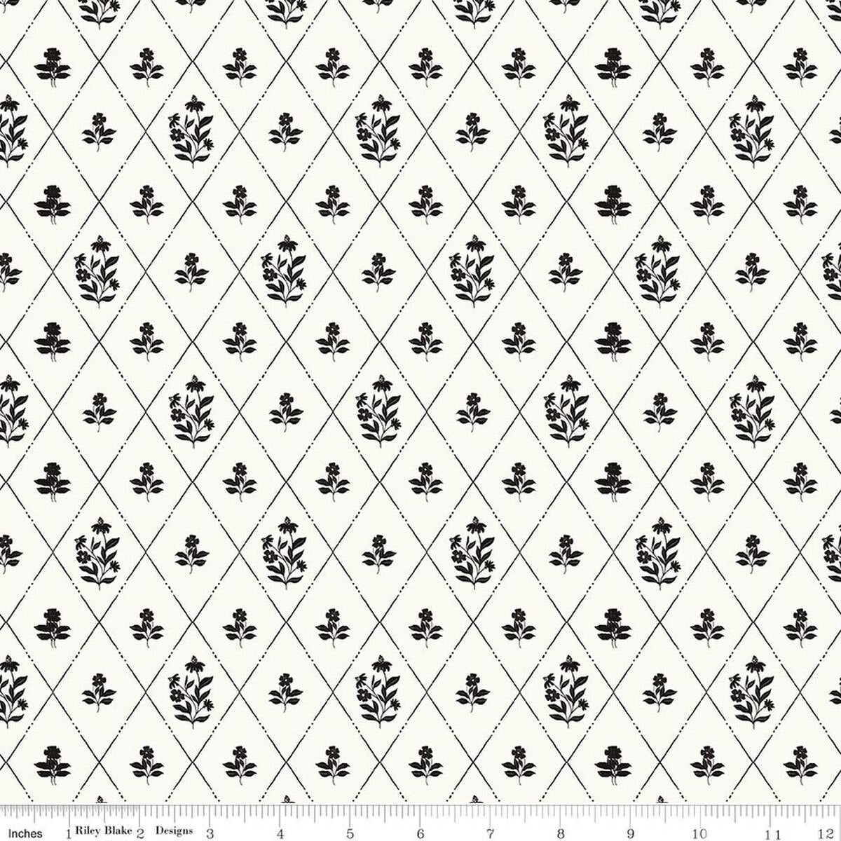 Moonlit Trellis Criss Cross Floral Cloud C18212-CLOUD My Mind's Eye Riley Blake Half Yard