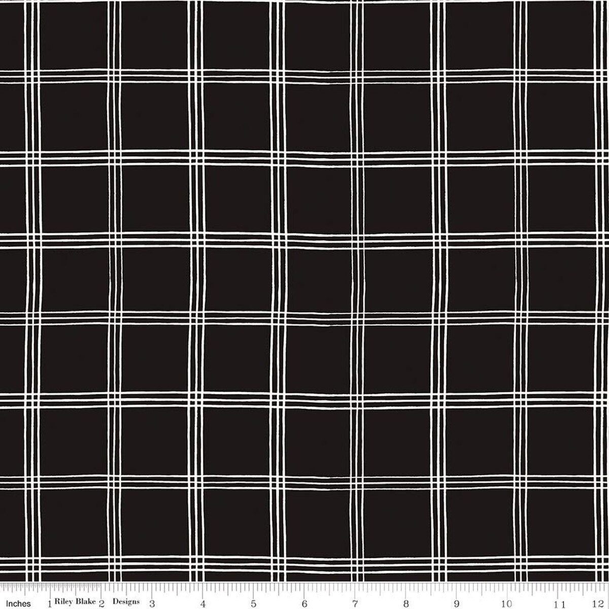 Moonlit Trellis Grid Black C18215-BLACK My Mind's Eye Riley Blake Half Yard