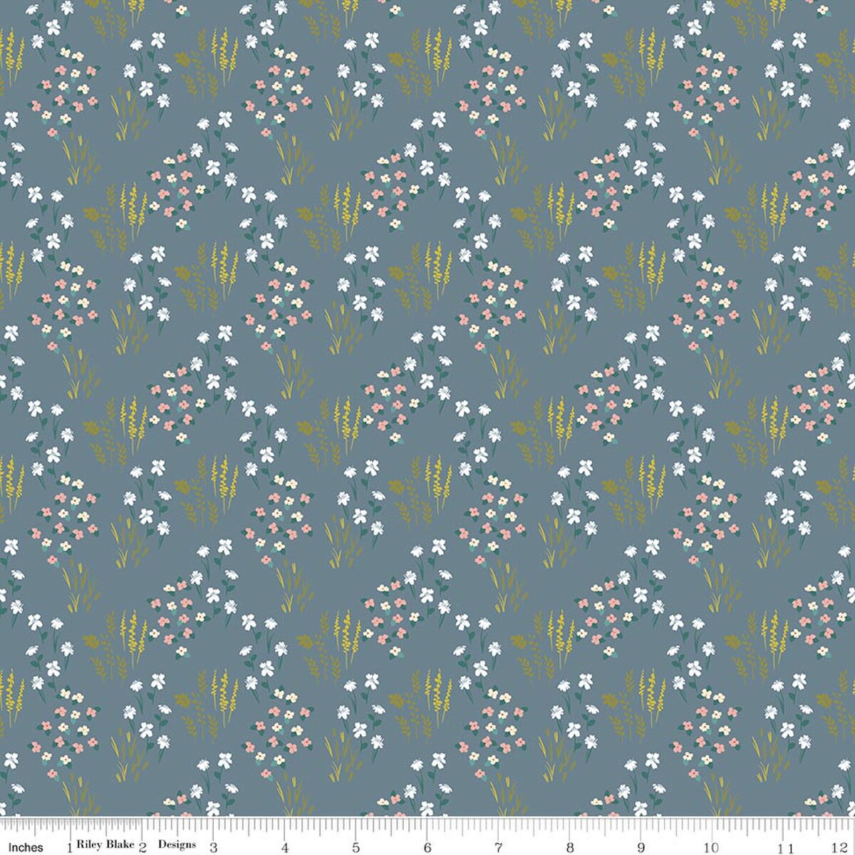 Petals & Hazel Meadow Blue Simple Simon & Company Riley Blake C18221-­BLUE Half Yard