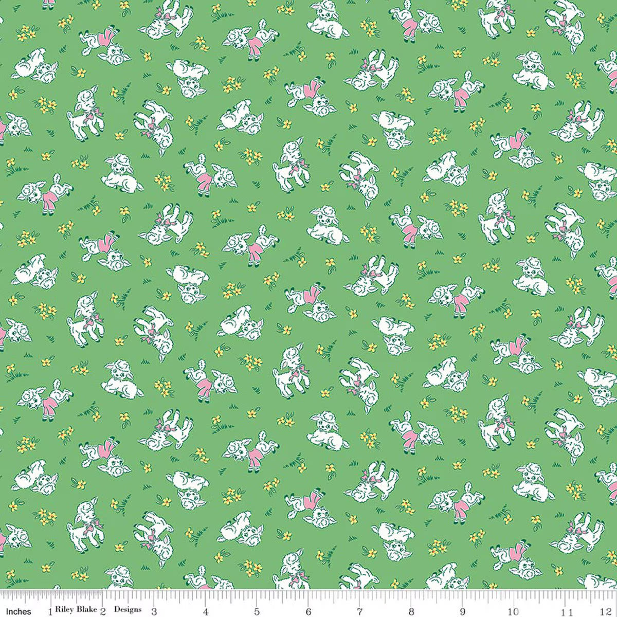 Traditional 30's C18241-GREEN Lambs Green Lindsay Wilkes Riley Blake Half Yard