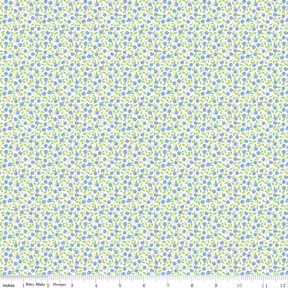 Traditional 30's C18242-BLUE Flowers Blue Lindsay Wilkes Riley Blake Half Yard