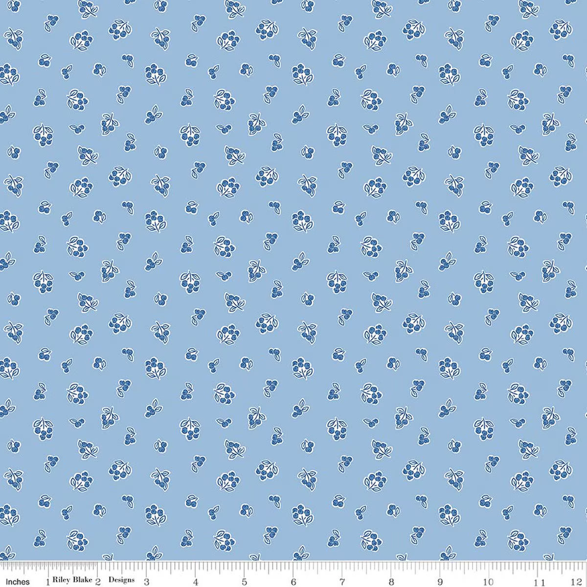 Traditional 30's C18244-BLUE Berries Blue Lindsay Wilkes Riley Blake Half Yard